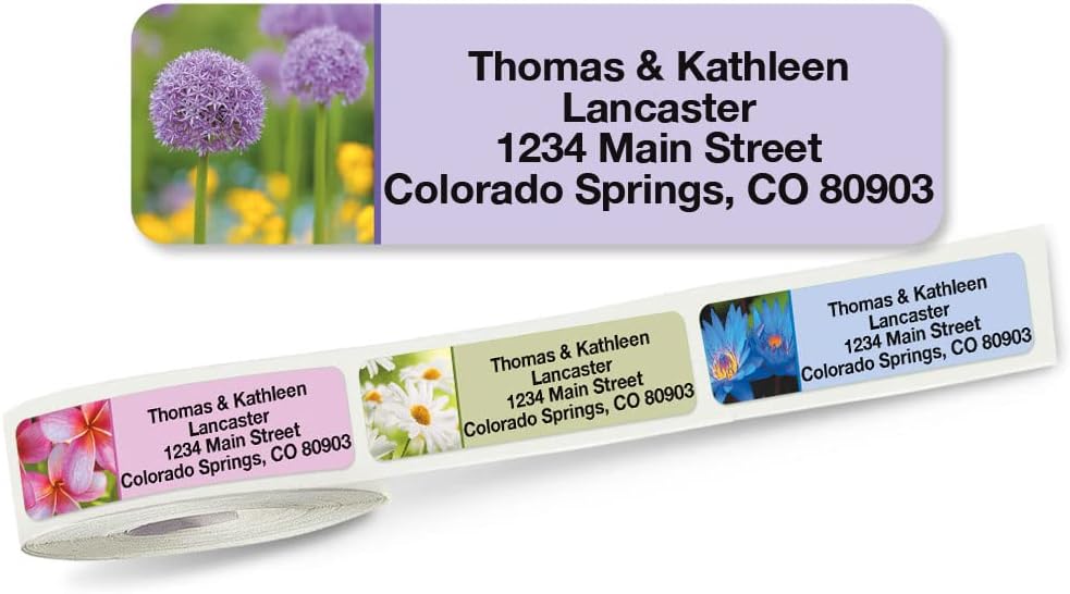 Colorful Images Floral Fantasy Rolled Personalized Return Address Mailing Labels with Dispenser, Customize with Name & Shipping Address, 500 ¾” x 2½” Self Adhesive, Easy Peel Label Roll