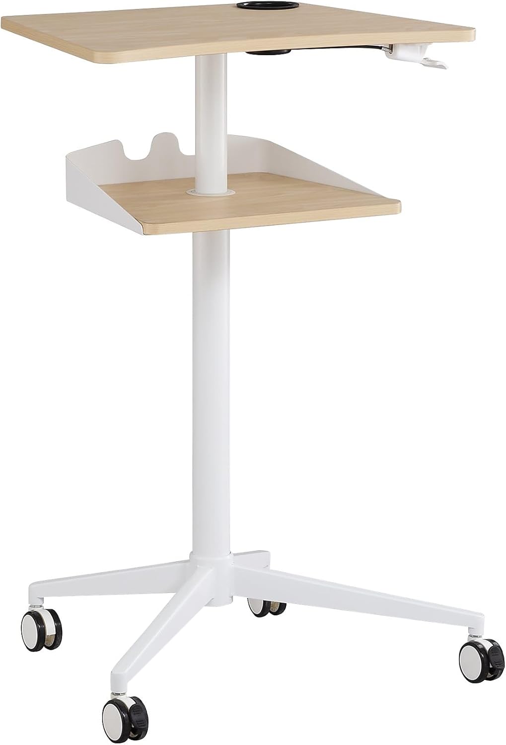 Safco 1944NA VUM Pneumatic Height-Adjustable Stand-Up Mobile Laptop Computer Workstation, Mobile Computer Cart, 22.875" D x 30.75" W x 48.25" H