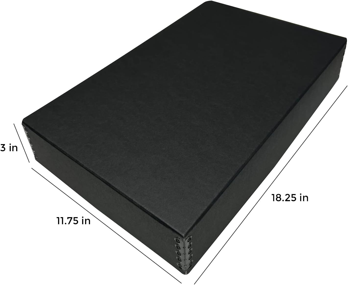 Lineco Museum Archival Storage Box, 11.75x18.25x3 in. Drop Front Design. Acid-Free with Metal Edge. Organize Photos, Pictures, Prints, Documents, Crafts, DIY. Black, 1 Pack