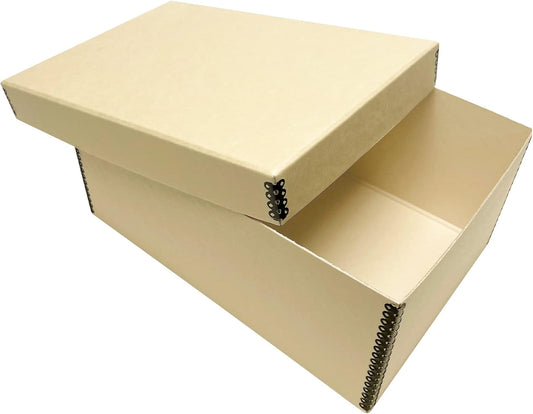 Lineco Photo Card Box, Museum-Quality Archival Storage, Acid-Free with Removable Lid, Bulk Storage for Negatives, Prints, Films, Photos, Snapshot, 5x8x12 Inches, Tan