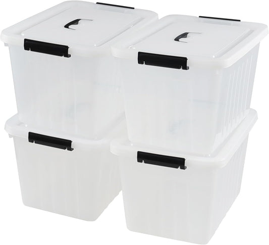 Asking 18 L Clear Plastic Storage Box with Handle, 4-Pack