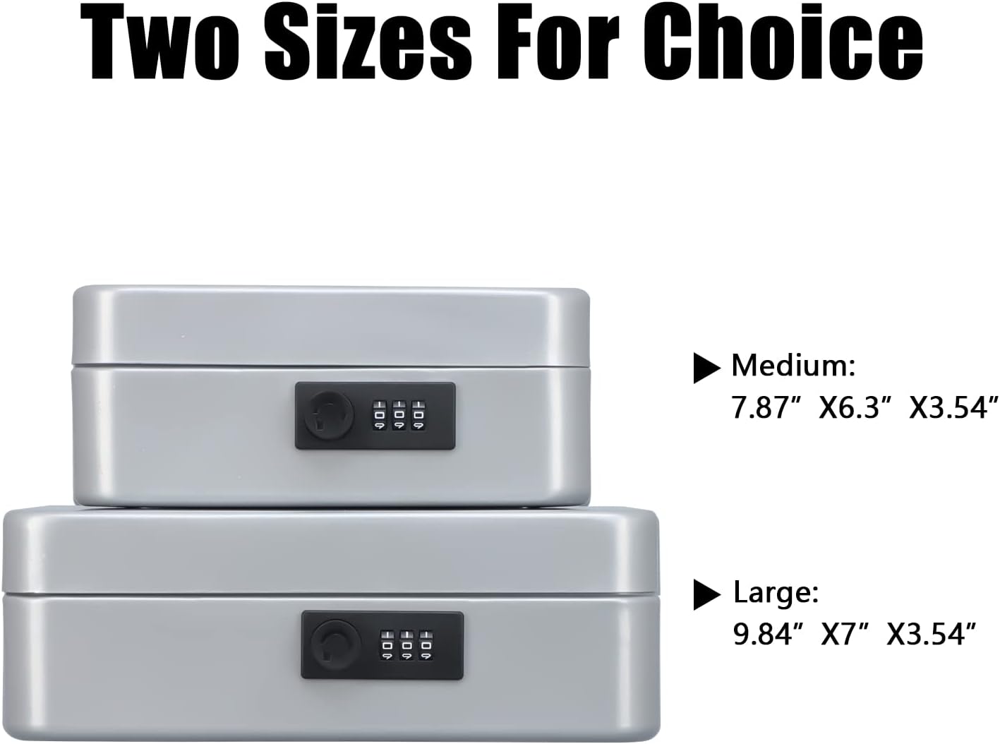 KYODOLED Large Cash Box with Combination Lock,Safe Metal Box for Money, Storage Lock Box with Money Tray,9.84"x 7"x 3.54" Lightgrey Large