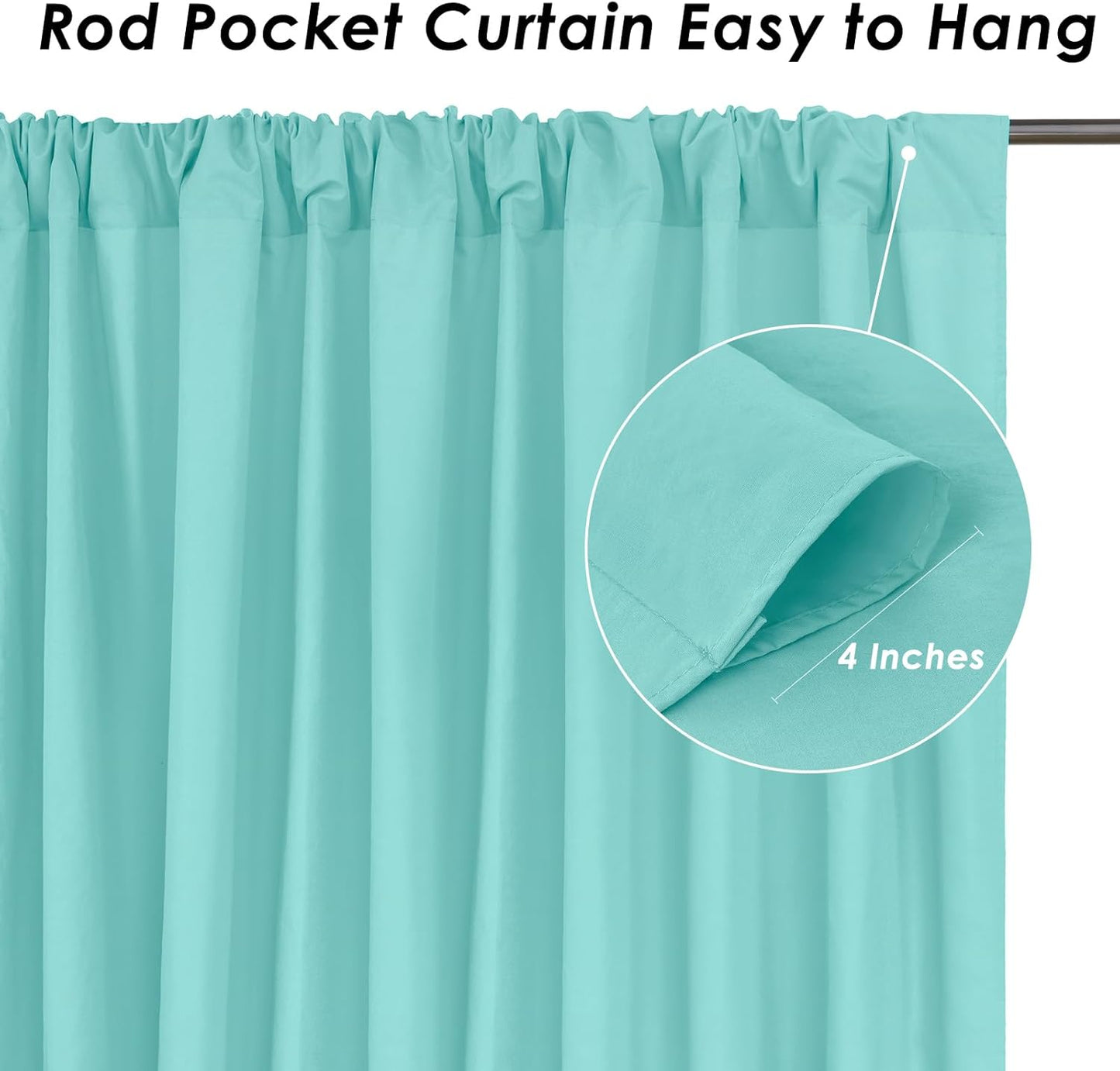 Turquoise Backdrop Curtains: 6 Panels 5ft x 10ft Polyester Backdrop Drapes for Wedding Mermaid Party Photography Decorations 30ft x 10ft