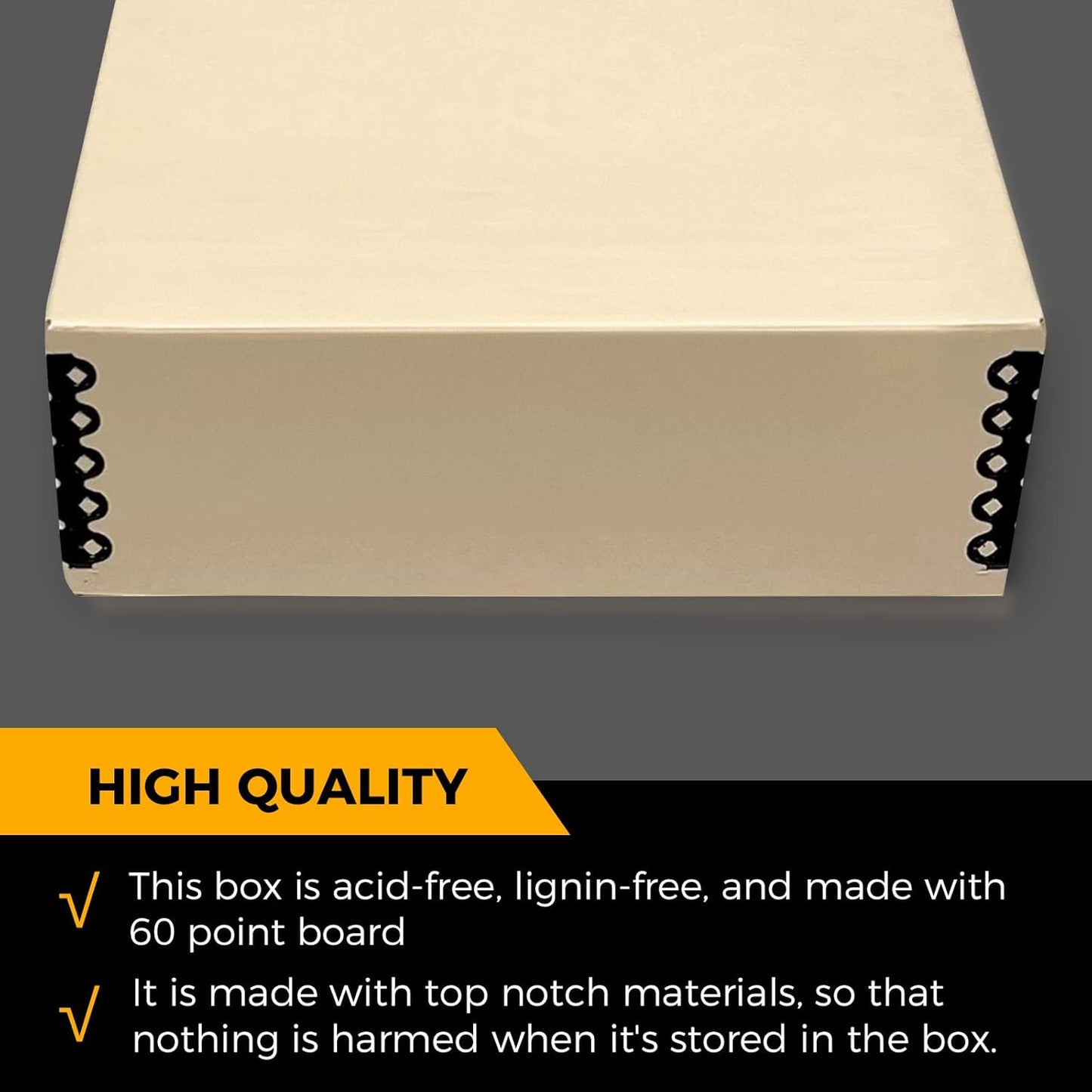 Golden State Art, Archival Storage Box, Acid-Free Drop Front Museum Box with Metal Edge for Storing Artwork Photos Documents Prints Arts And Crafts (Tan-9.25x11.75x3 Inches)