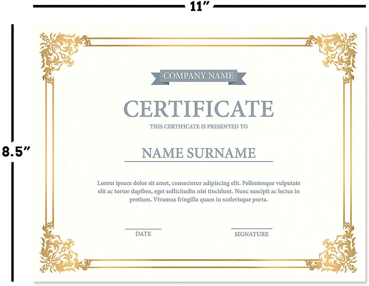 Empire Gold & White Parchment Certificate Papers - Pack of 100, Not FOIL, Laser & Inkjet Printer Compatible, For Office, Business Awards, Graduation, School Diplomas, 8-1/2" x 11" on 60 lb.Text Stock