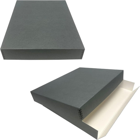 Lineco Museum Archival Storage Box, 17.75x22.75x3 in. Drop Front Design. Acid-Free with Metal Edge. Organize Photos, Pictures, Prints, Documents, Crafts, DIY. Gray, 2 Pack