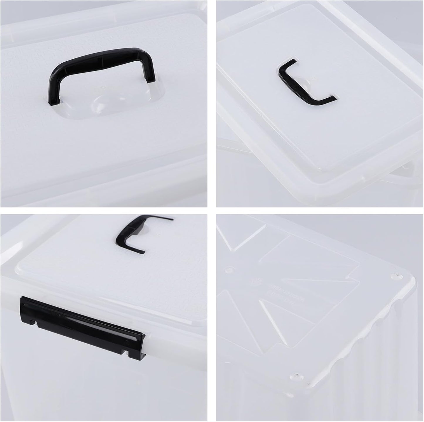 Wekioger 22 Quart Plastic Container Box with Lid, Set of 4 Latching Storage Bin with Handle, Clear