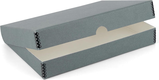 Lineco Folio Storage Box, Clamshell Design with Metal Edge. 13.5x19.5x1.75 Inches, Archival Boxboard, Preserve Photos, Cards, Magazines, Documents, Art, Ephemera, Family Records, Gray, Pack of 1