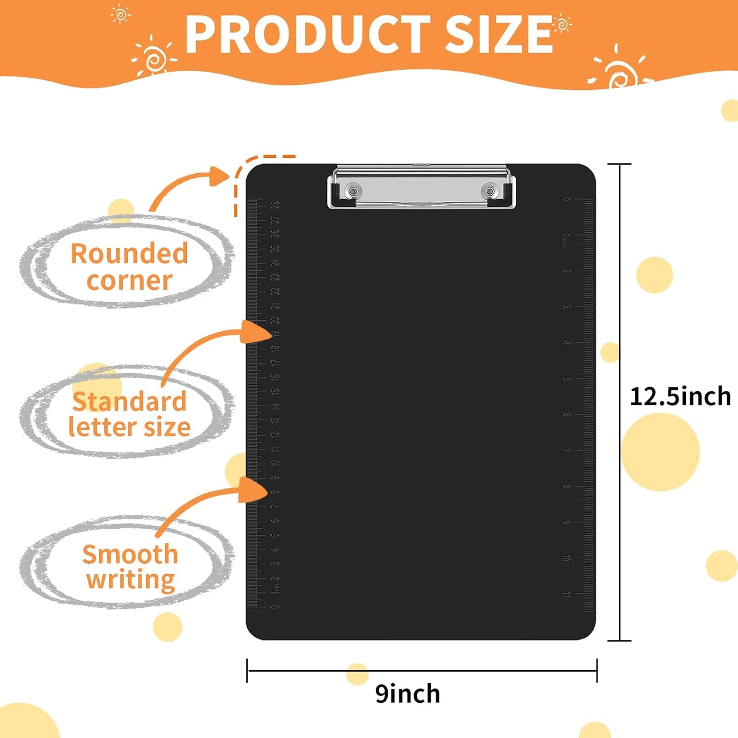 Black Clipboards, PANDRI 16 Pack Plastic Clipboards with Low Profile Clip 12.5 x 9 Standard Letter Size Clipboard for Classrooms Offices