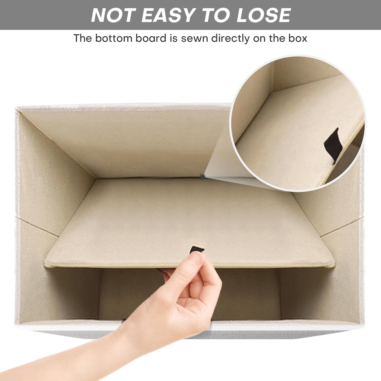 Large 17" 42 Quarts Collapsible Stackable Storage Bins with Lids [3-Pack] Foldable Fabric Linen Storage Boxes Cube, Closet Organizer Baskets with Label (16.7 x 12 x 12", Gray & White)