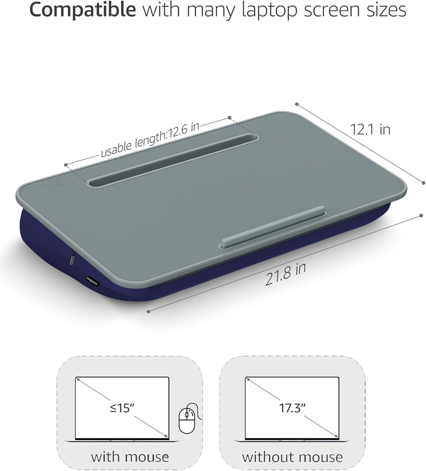 Lap Desk with Washable Cushion – Fits up to 17-Inch Laptops – Portable Laptop Desk & Stand – Bed desks & Tray for Writing, Reading, Working, Gaming on Bed, Couch, Floor –Istudyniture -Large, NavyBlue