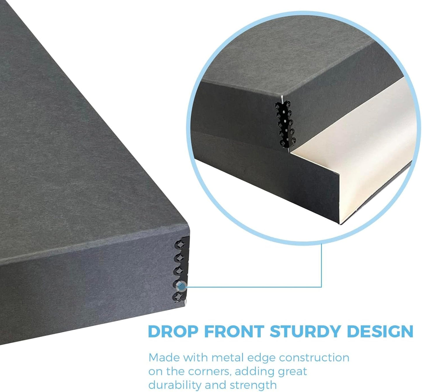 Lineco Museum Archival Storage Box, 20.75x24.75x3 in. Drop Front Design. Acid-Free with Metal Edge. Organize Photos, Pictures, Prints, Documents, Crafts, DIY. Gray, 1 Pack