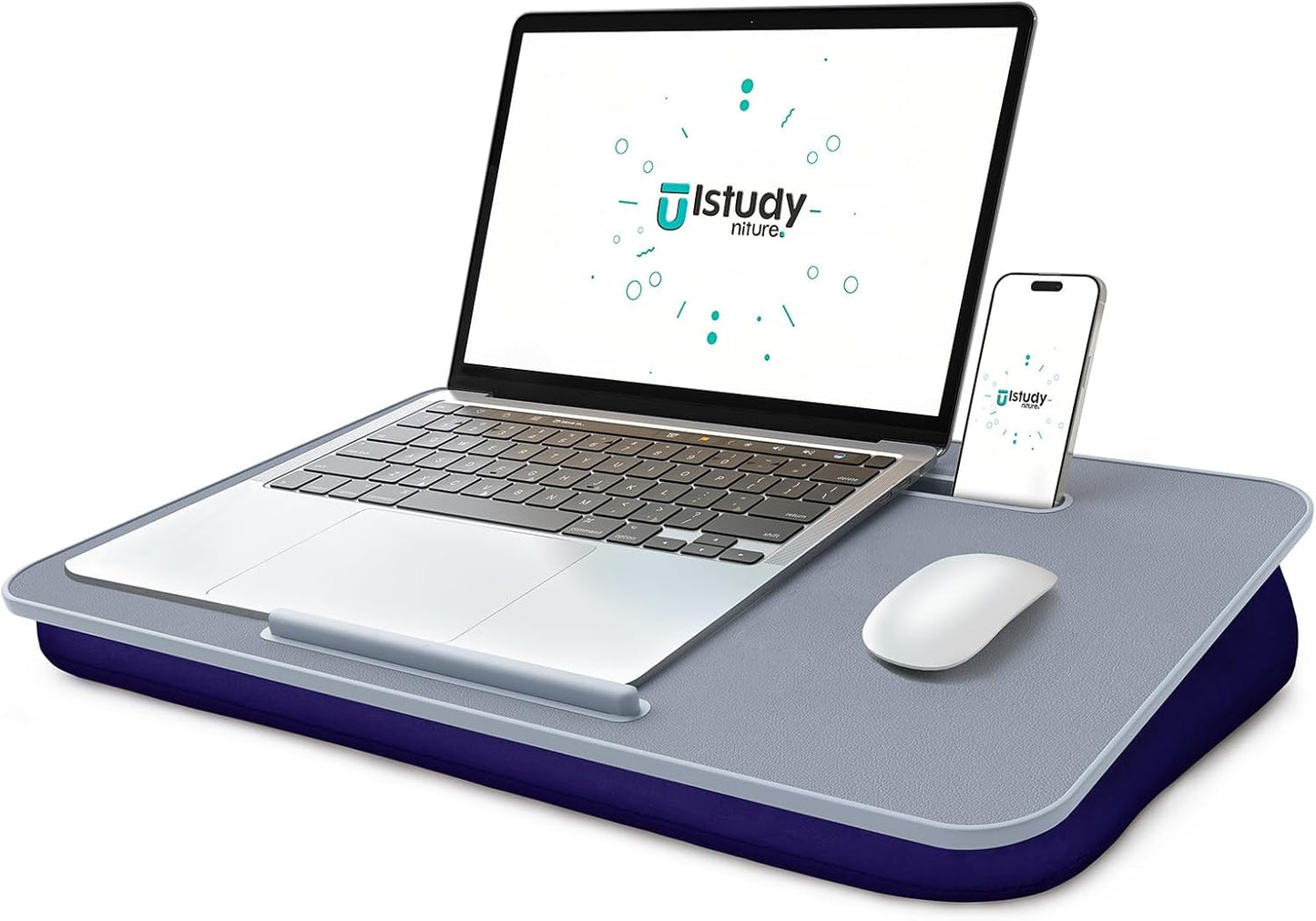 Lap Desk with Washable Cushion – Fits up to 17-Inch Laptops – Portable Laptop Desk & Stand – Bed desks & Tray for Writing, Reading, Working, Gaming on Bed, Couch, Floor –Istudyniture -Large, NavyBlue