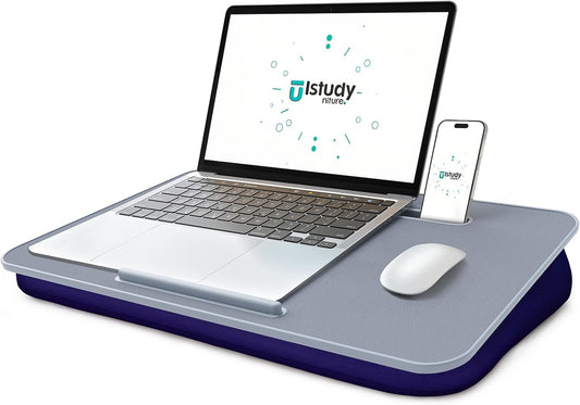 Lap Desk with Washable Cushion – Fits up to 17-Inch Laptops – Portable Laptop Desk & Stand – Bed desks & Tray for Writing, Reading, Working, Gaming on Bed, Couch, Floor –Istudyniture -Large, NavyBlue