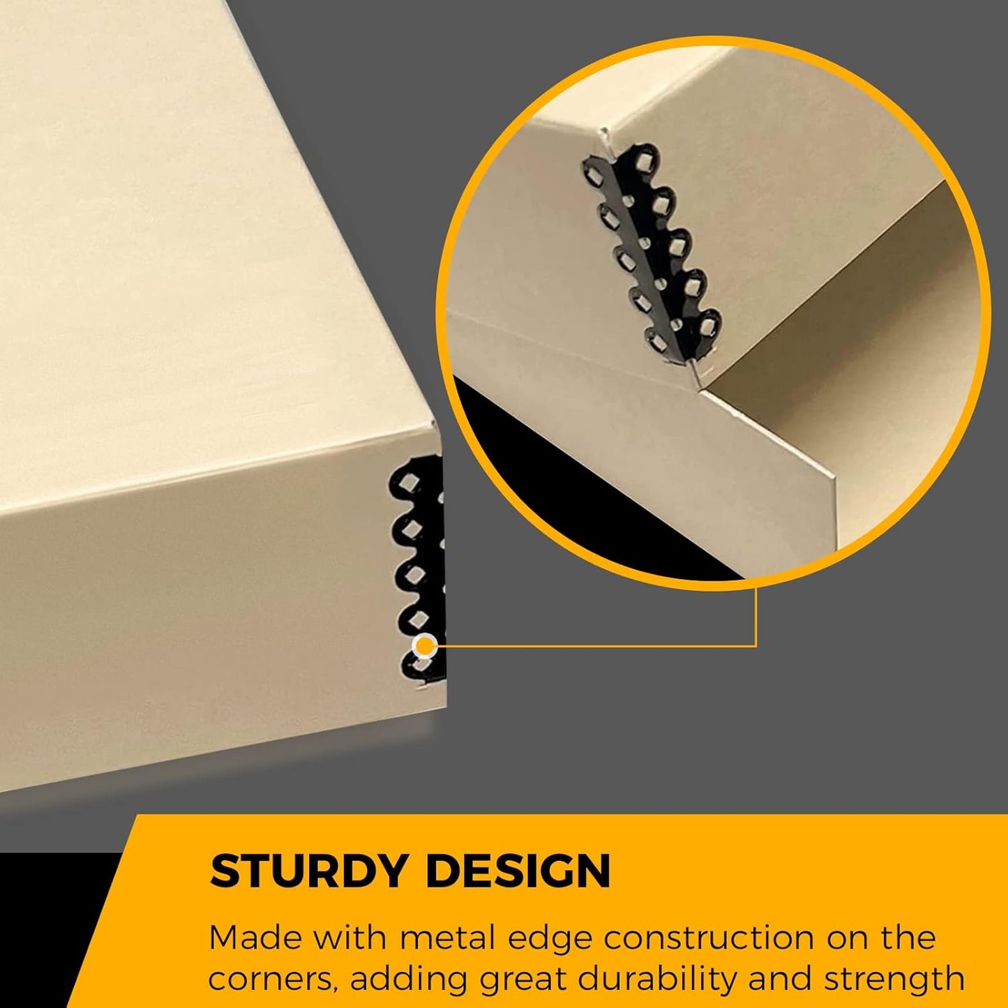 Golden State Art, Archival Storage Box, Acid-Free Drop Front Museum Box with Metal Edge for Storing Artwork Photos Documents Prints Arts and Crafts (Tan-8.5x11x3 Inches) Pack of 2