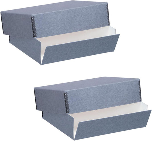 Lineco, 9.5 x12.5 inch Archival Print Storage Box, Holds 9" x 12" items, Drop Front Design, 3" Deep, Exterior Color: Gray, Custom. Pack of 2