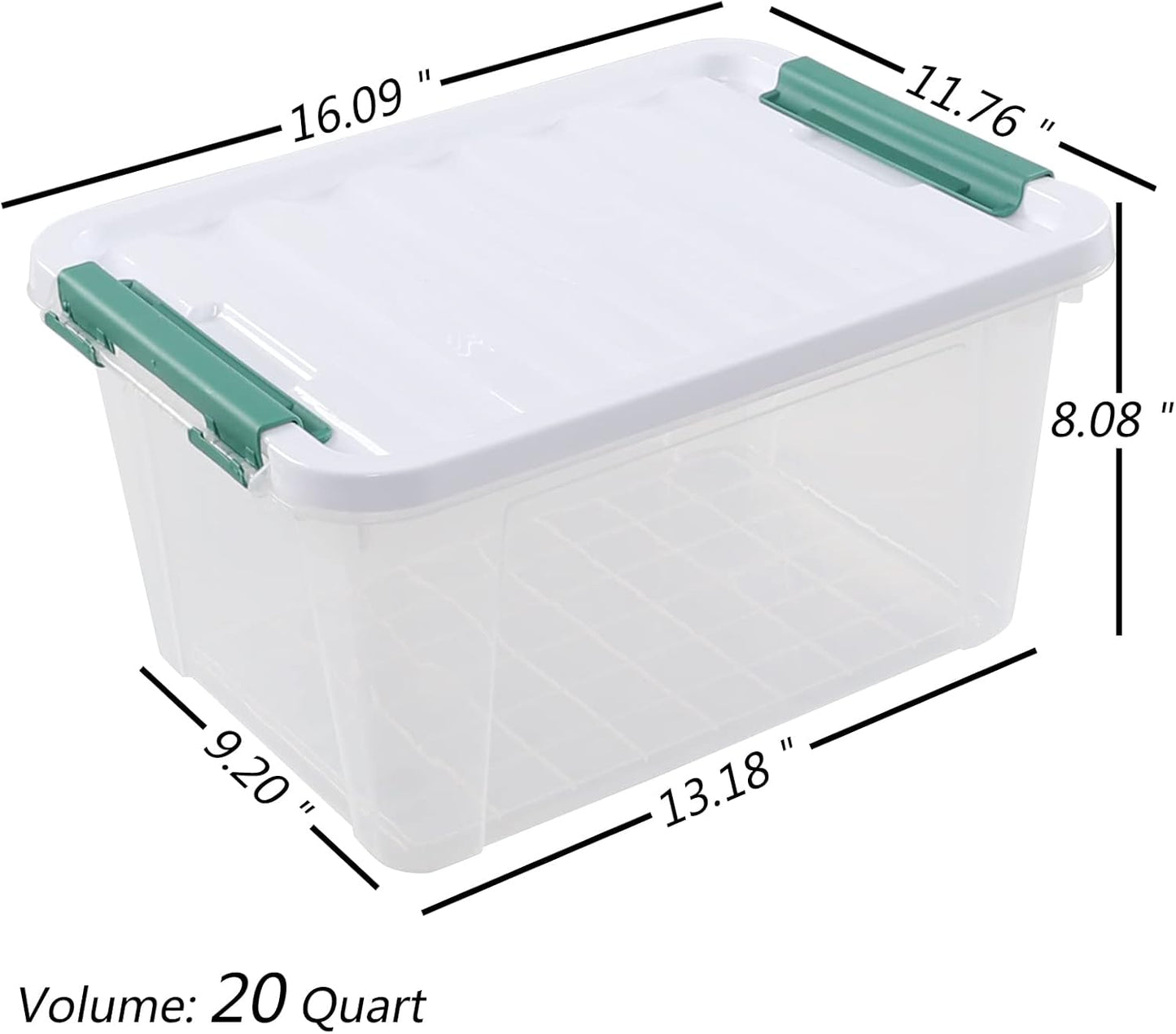 Pekky 20 Quart Clear Storage Bin with Lid, 6 Pack Plastic Latching Container Box