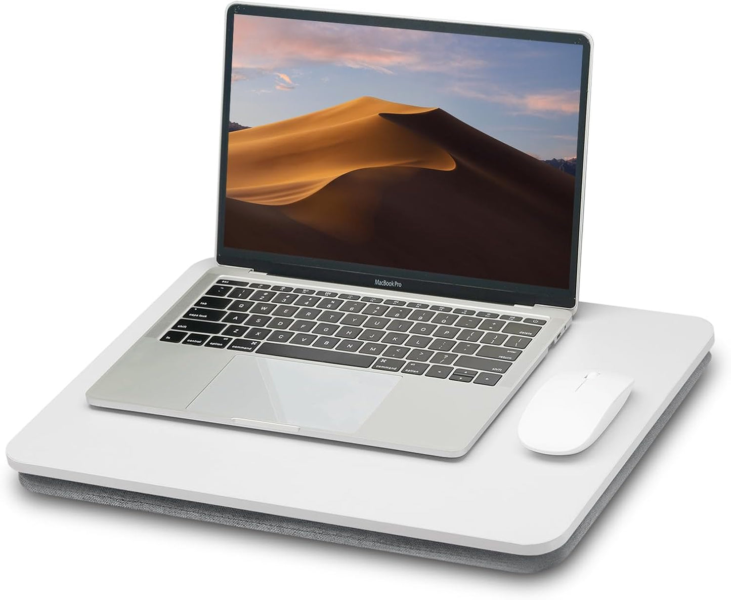 Portable Lap Laptop Desk with Pillow Cushion, Fits up to 15.6 inch Laptop, Lap Stand for Bed & Couch & Carpet, Book Tablet/Drawing Board/Computer Laptop Stand - White