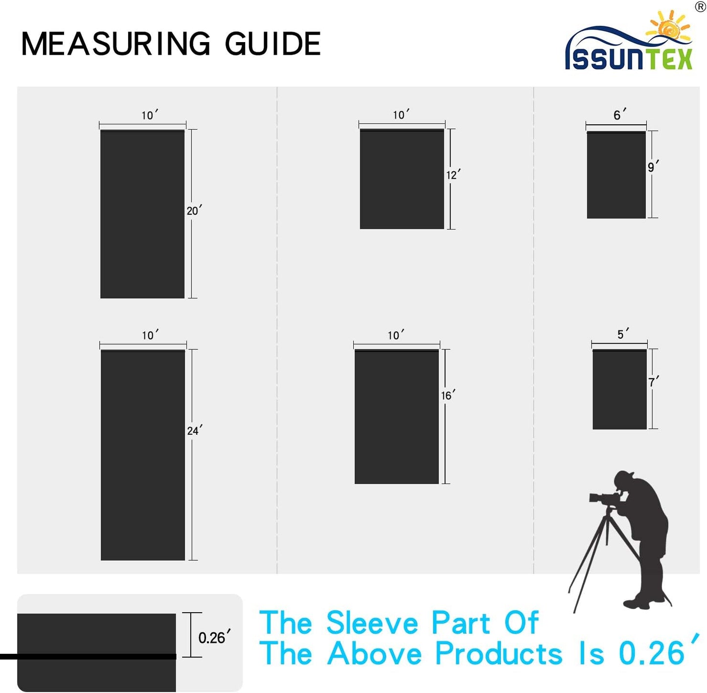 ISSUNTEX 10X24 ft Background Muslin Backdrop, Photo Studio, Collapsible High Density Screen for Video Photography and Television-Black