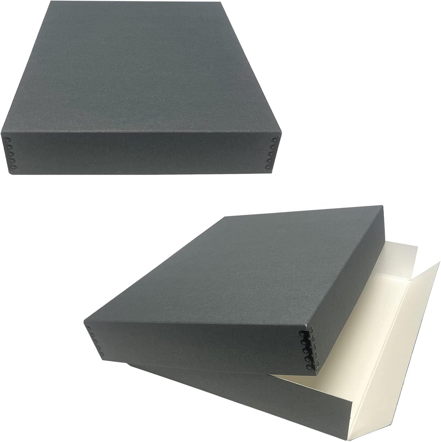 Lineco Museum Archival Storage Box, 14.75x18.75x3 in. Drop Front Design. Acid-Free with Metal Edge. Organize Photos, Pictures, Prints, Documents, Crafts, DIY. Gray, 2 Pack