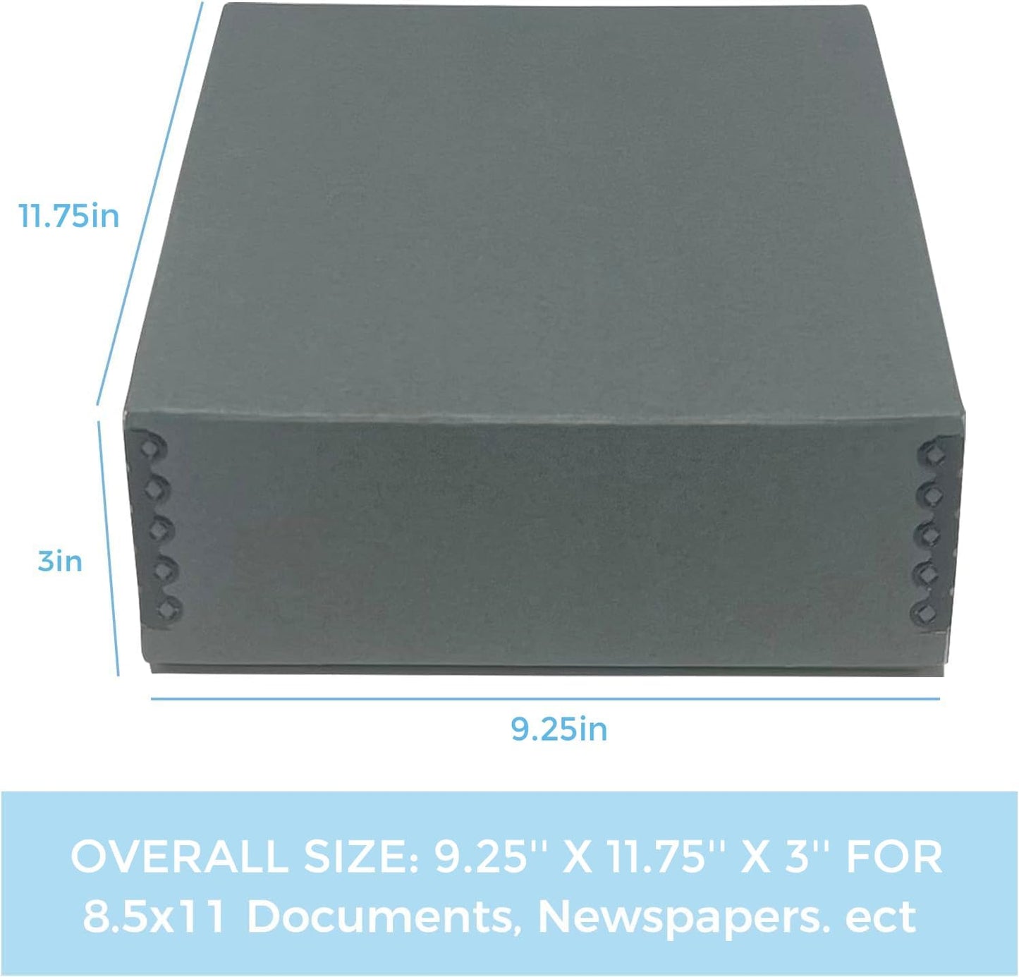 Lineco Museum Archival Storage Box, 9.25x11.75x3 in. Drop Front Design. Acid-Free with Metal Edge. Organize Photos, Pictures, Prints, Documents, Crafts, DIY. Gray, 2 Pack