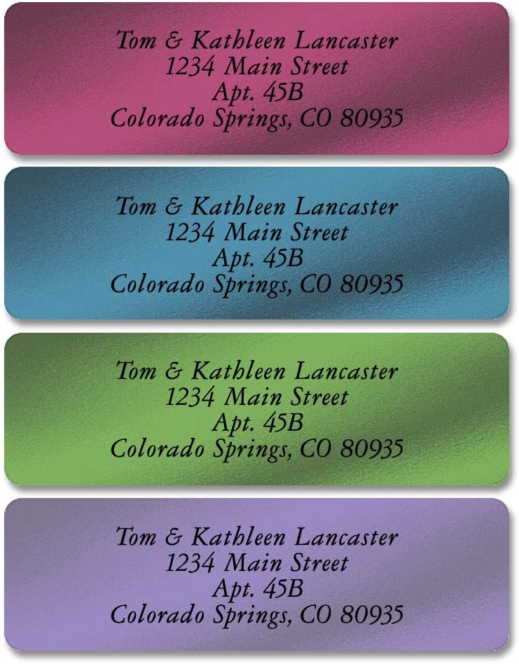 Colorful Images Metallic Rainbow Foil Rolled Return Address Mailing Labels with Dispenser, Customize with Name & Shipping Address, 250 Self Adhesive, Easy Peel Sticker Label Roll, 3/4" x 2 1/2"