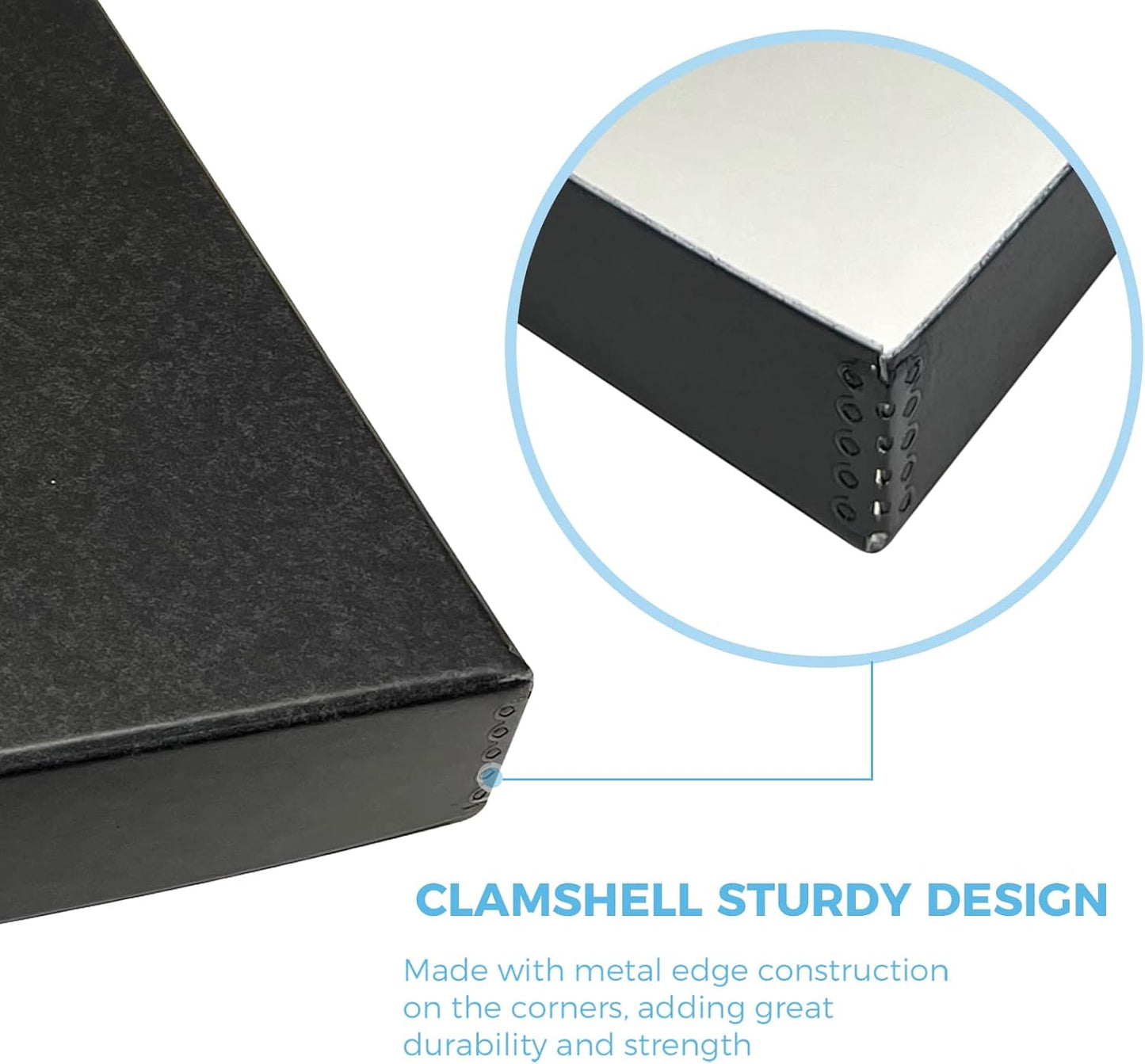 Lineco Clamshell Folio Storage Box, 16.5" x 20.5" x 1.75" Prints, Metal Edge Archival Boxboard, Color: Black