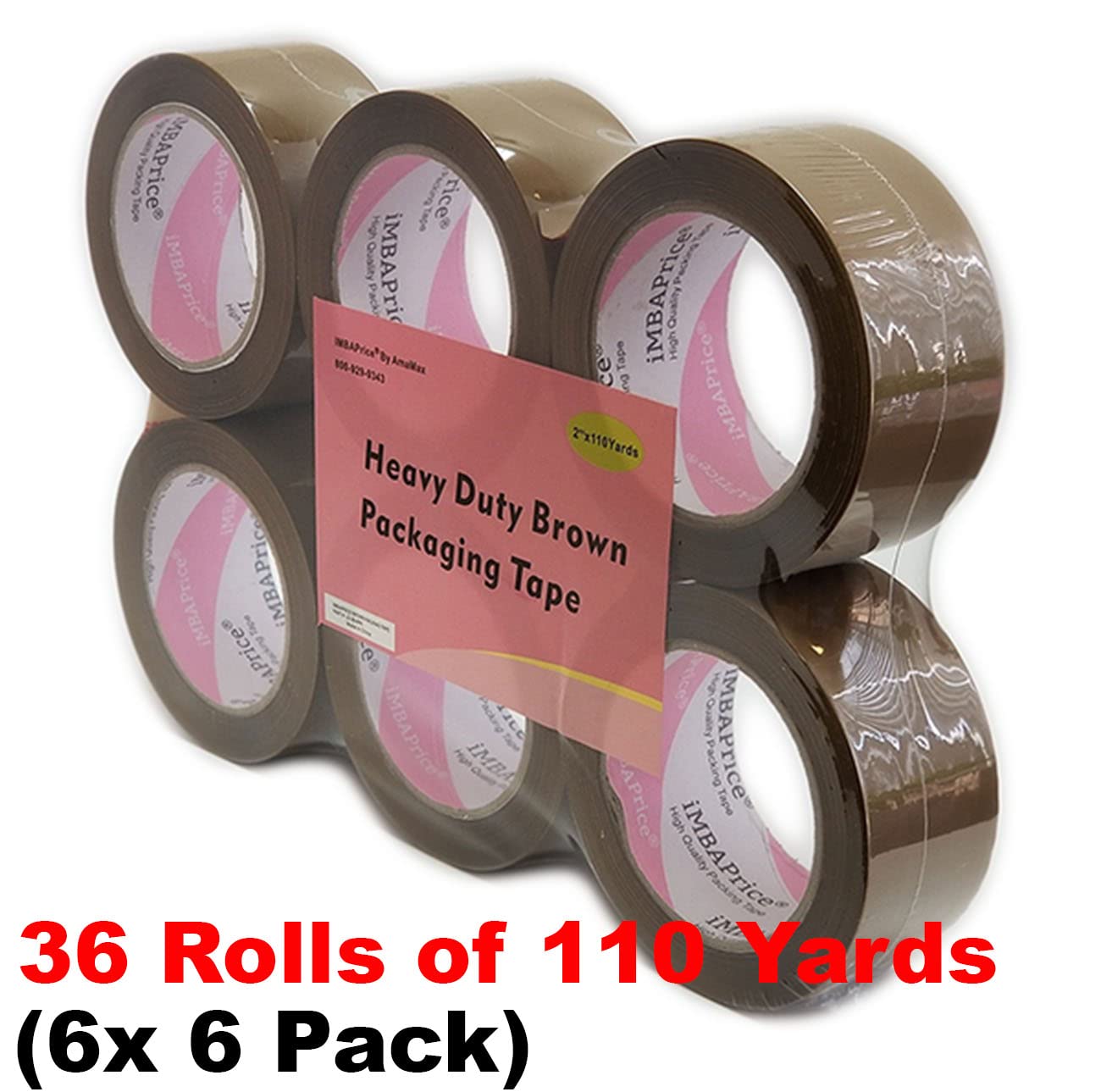 iMBAPrice Sealing Tape - 1 Box of Premium (36 Roll of 110 Yards) 36x330 Feet Long 2" Wide Brown Shipping Packaging Tape