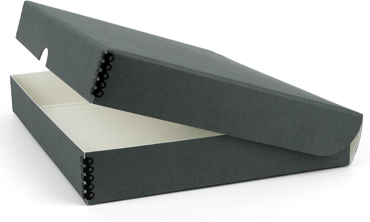 Golden State Art, Archival Folio Storage Box 9x12, Clamshell Design with Metal Edge, Preserve And Store Photos Documents Cards Prints Arts Crafts DIY, Gray