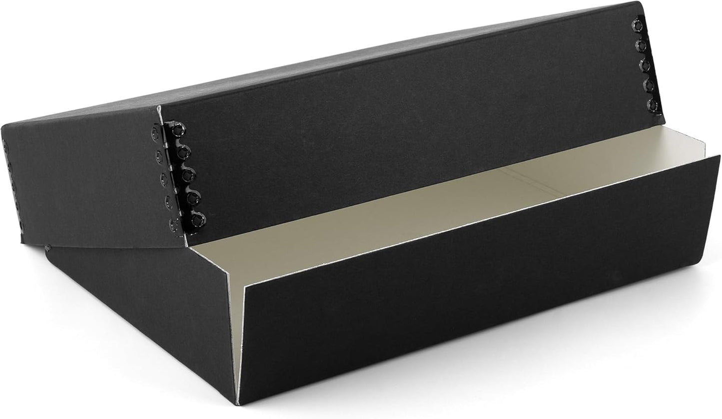 Lineco 11x14 Black Museum Archival Storage Box, Drop Front Design, 11 1/2 x 15 x 3 in. Acid-Free with Metal Edge. Preserves Picture Longevity, Organize Photos or Documents, Crafts, DIY.