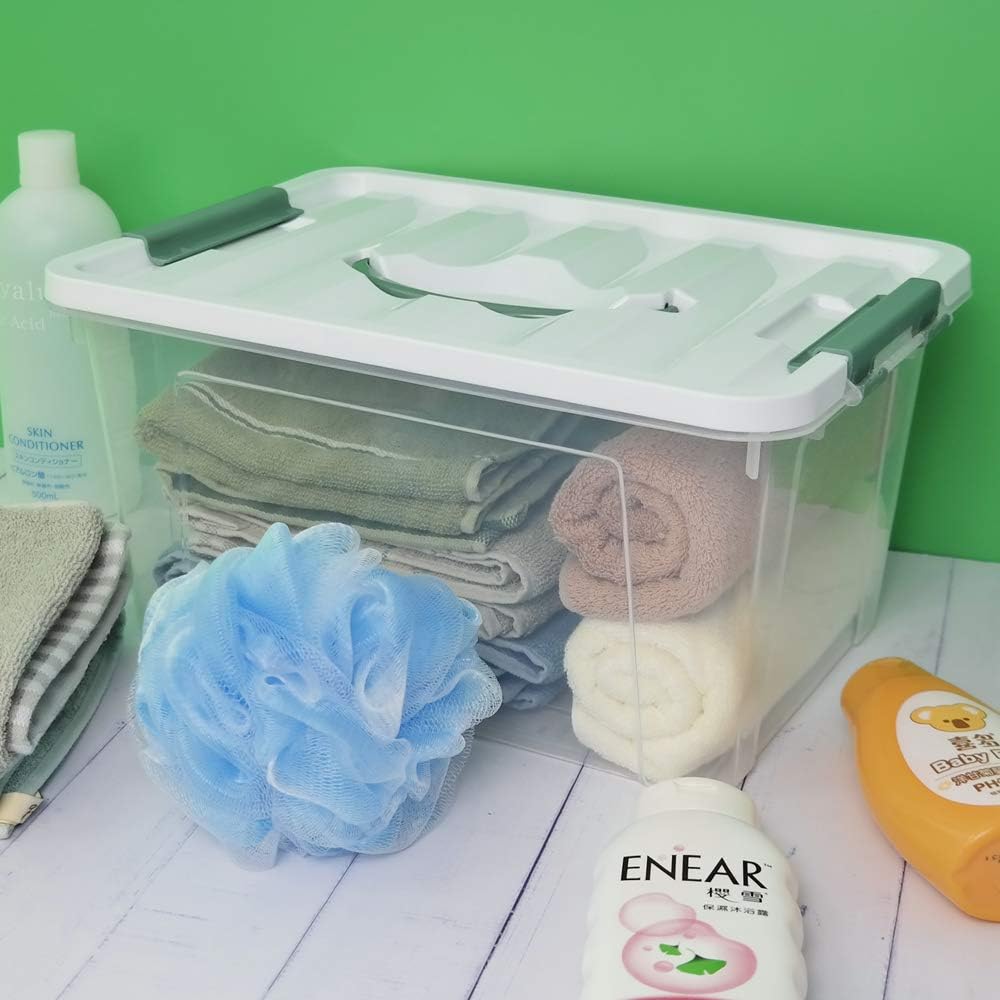 Gloreen 14 Quart Clear Storage Bins with Lid, Multipurpose Plastic Latch Box, 6 Packs