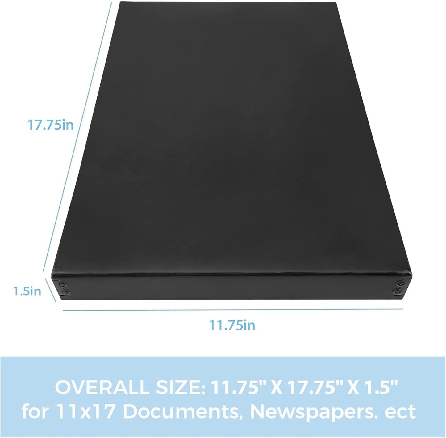 Lineco Museum Archival Storage Box, 11.75x17.75x1.5 in. Drop Front Design. Acid-Free with Metal Edge. Organize Photos, Pictures, Prints, Documents, Crafts, DIY. Black, 1 Pack