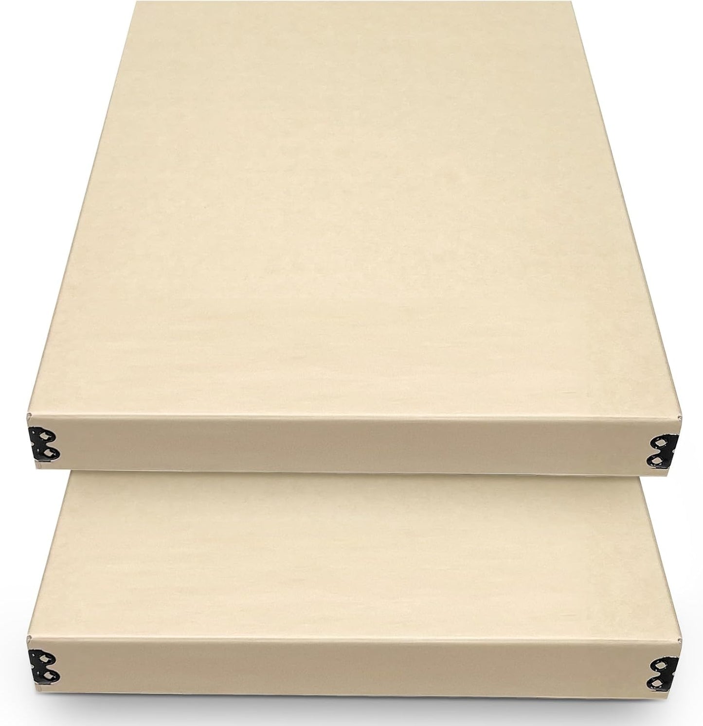 Golden State Art, Archival Storage Box, Acid-Free Drop Front Museum Box with Metal Edge for Storing Artwork Photos Documents Prints Arts and Crafts (Tan-11.75x14.75x1.5 Inches) Pack of 2