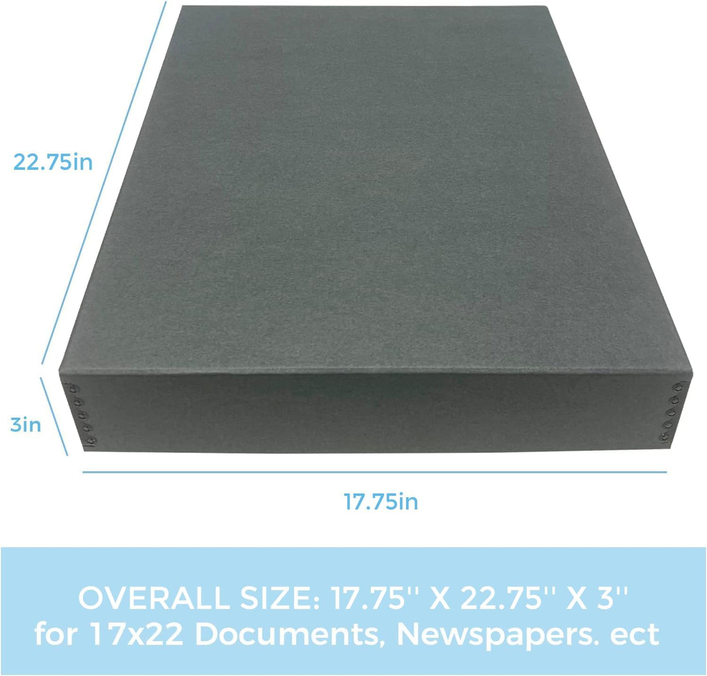 Lineco Museum Archival Storage Box, 17.75x22.75x3 in. Drop Front Design. Acid-Free with Metal Edge. Organize Photos, Pictures, Prints, Documents, Crafts, DIY. Gray, 2 Pack