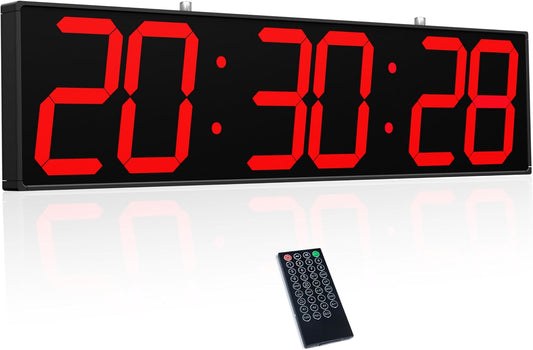 28.5in Double Sided Digital Wall Clock, Multifunctional Led Large Clock with Timer, Temperature and Date Display, Hanging Digital Clock Large Display for Corridors, Hospitals (Red)