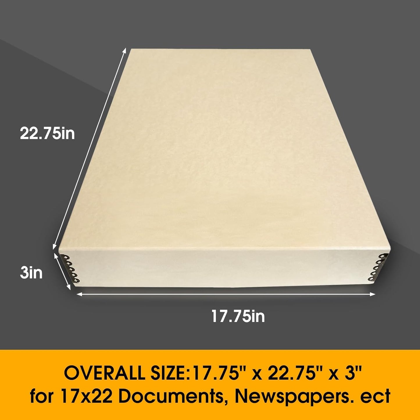 Golden State Art, Archival Storage Box, Acid-Free Drop Front Museum Box with Metal Edge for Storing Artwork Photos Documents Prints Arts and Crafts (Tan-17.75x22.75x3 Inches) Pack of 2