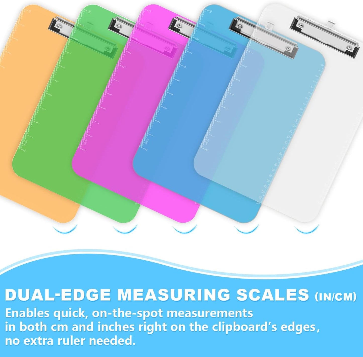 TOTiyea Clipboard Set of 25, 12.5 x 9 Inch Multi Color, Plastic Clipboard with Low Profile Clip, 75 Sheets Capacity, Standard Letter Size