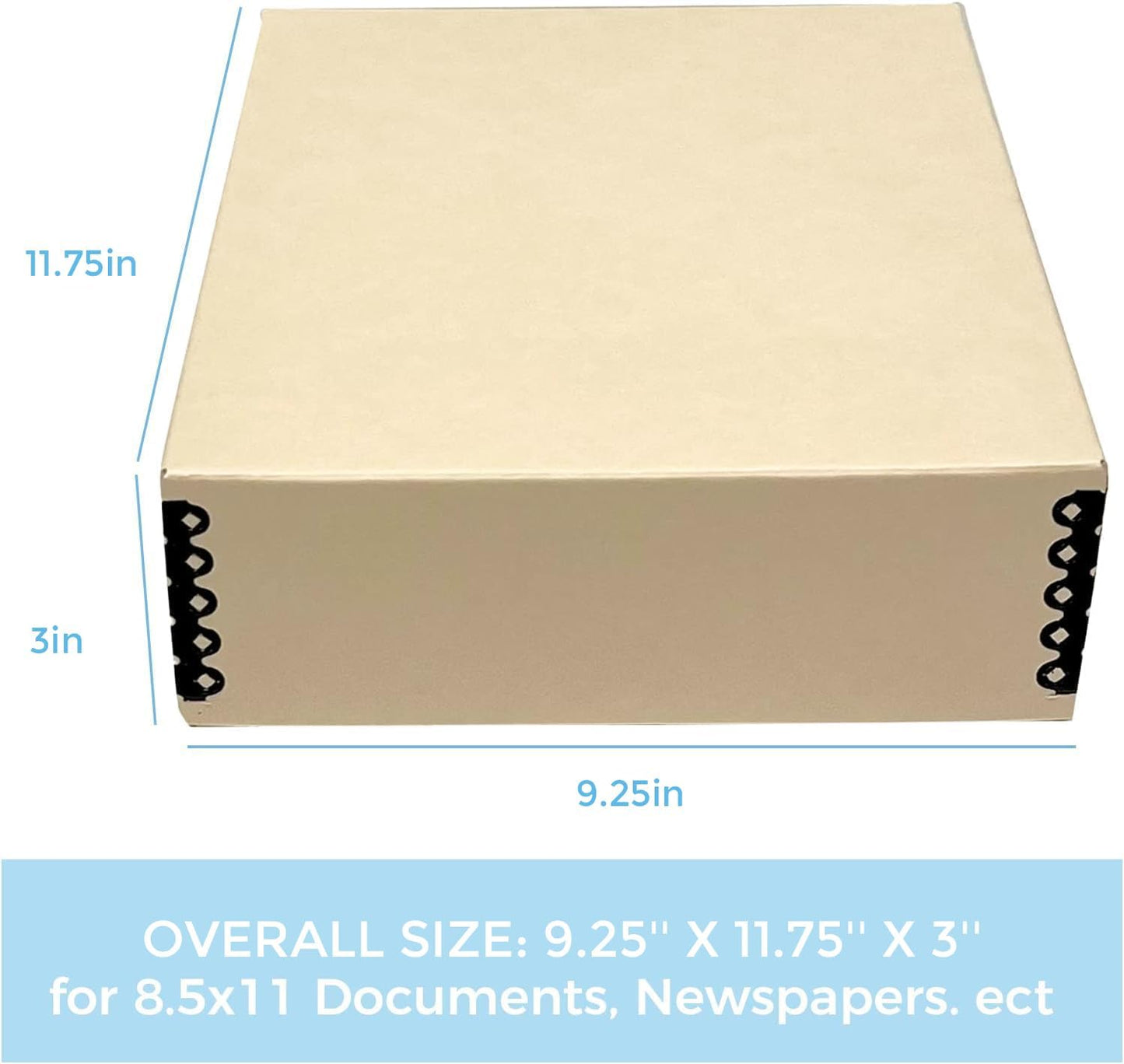 Lineco Museum Archival Storage Box, 9.25x11.75x3 in. Drop Front Design. Acid-Free with Metal Edge. Organize Photos, Pictures, Prints, Documents, Crafts, DIY. Tan, 1 Pack