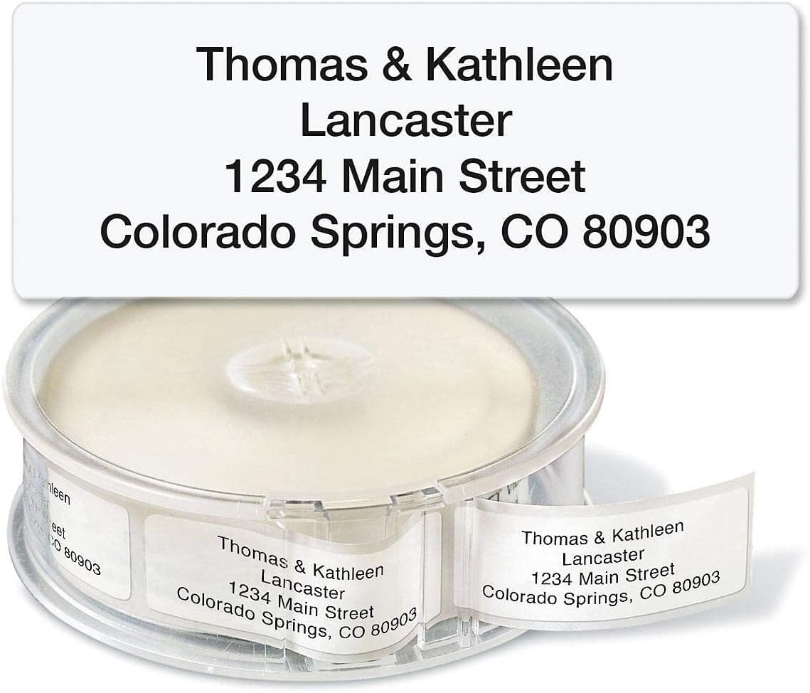 Colorful Images Solid Gloss White Rolled Return Address Mailing Labels with Dispenser, Customize with Name & Shipping Address, 250 Self Adhesive, Easy Peel Sticker Label Roll, 3/4" x 2 1/2"