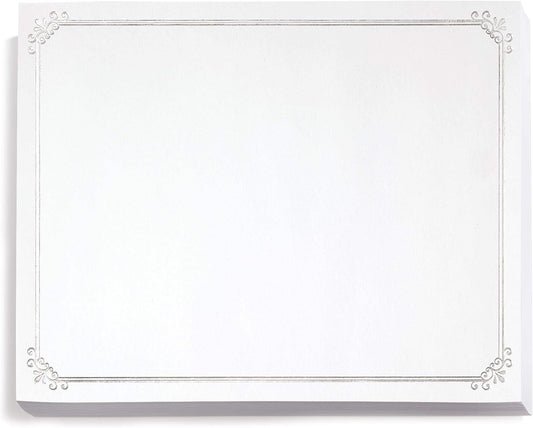 PaperDirect Silver Foil on White Simple Border Specialty Certificates, 8½ x 11, 50 Count, Certificates And Awards Paper, For School, Work, Diplomas & Award Certificates