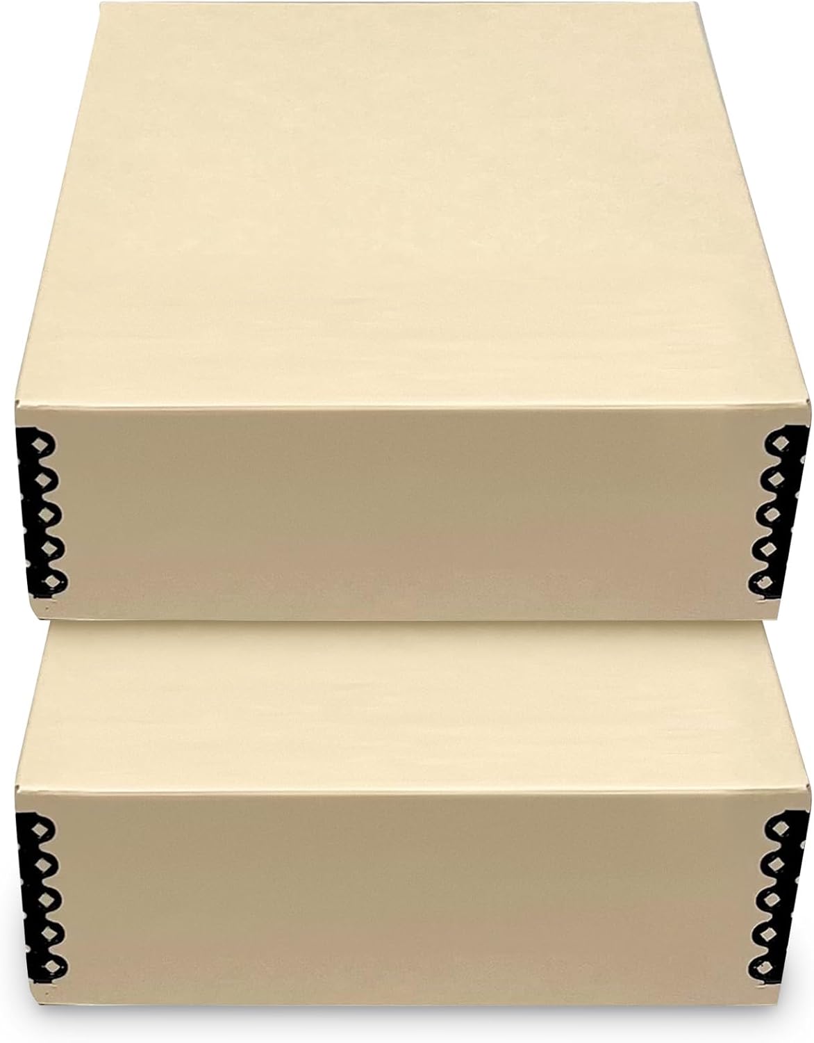 Golden State Art, Archival Storage Box, Acid-Free Drop Front Museum Box with Metal Edge for Storing Artwork Photos Documents Prints Arts and Crafts (Tan-8.5x11x3 Inches) Pack of 2