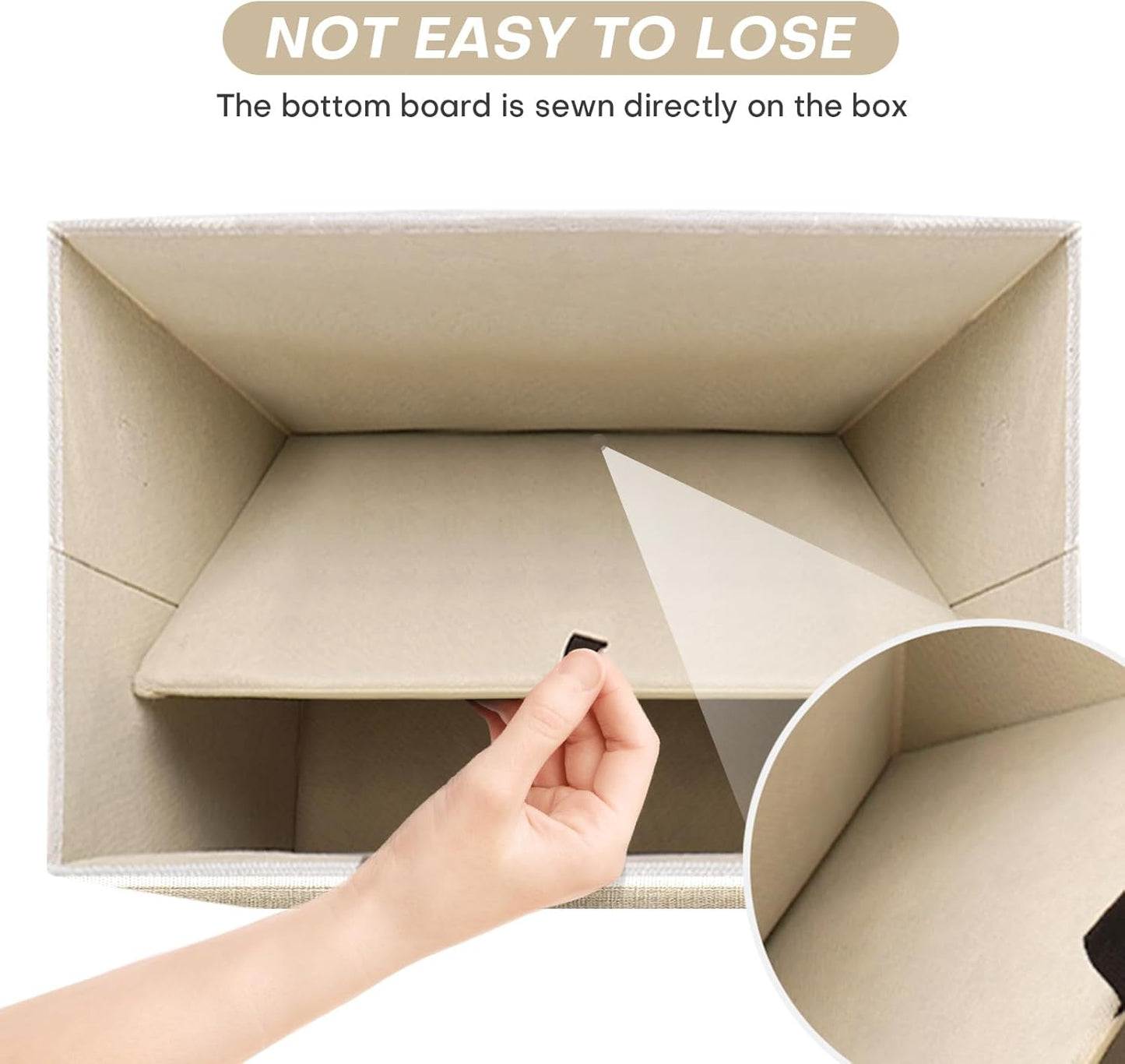 Large 22 Quart Linen Fabric Foldable Storage Bin Cube Organizer Basket with Flip-Top Lid & Handles, Clothes Blanket Box for Home, Office, Closet, Beige & White, 4 Pack 14.6 x 9.5 x 9.5”