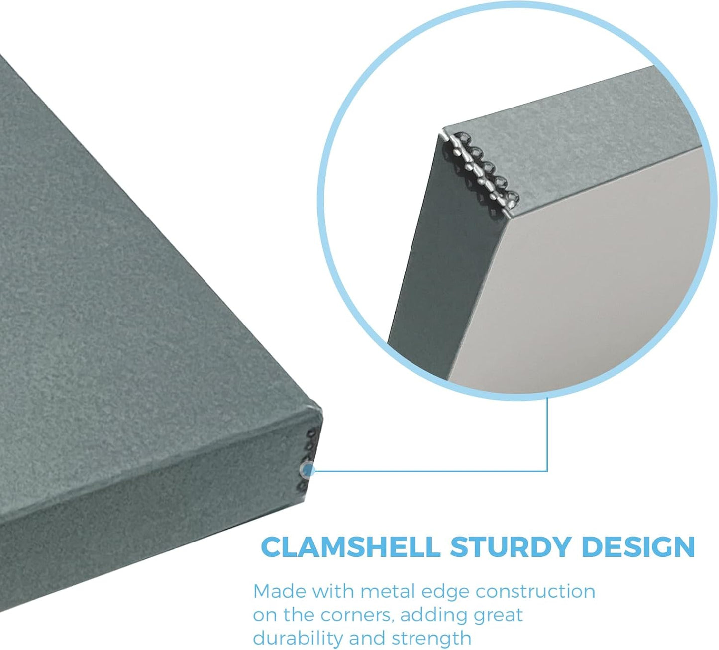 Lineco Folio Storage Box, Clamshell Design with Metal Edge. 18.5x24.5x1.75 Inches, Archival Boxboard, Preserve Photos, Cards, Magazines, Documents, Art, Ephemera, Family Records, Gray, Pack of 2