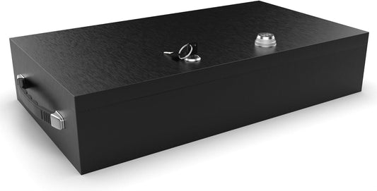 Fire Retardant Large Strong Box, Dual Combination and Key Lock Steel Security Chest Fits Legal Documents & More Flat, Fire Resistant to Safeguard Vitals, 0.43 Cubic Ft, 18" x 10" x 3.5" Interior