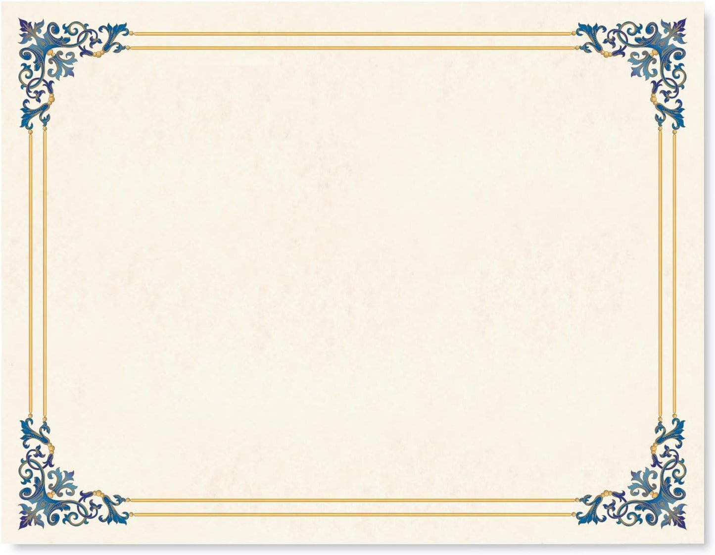PaperDirect Renaissance Certificate Paper, Blue & Gold Border, 8.5 x 11, 100 Count