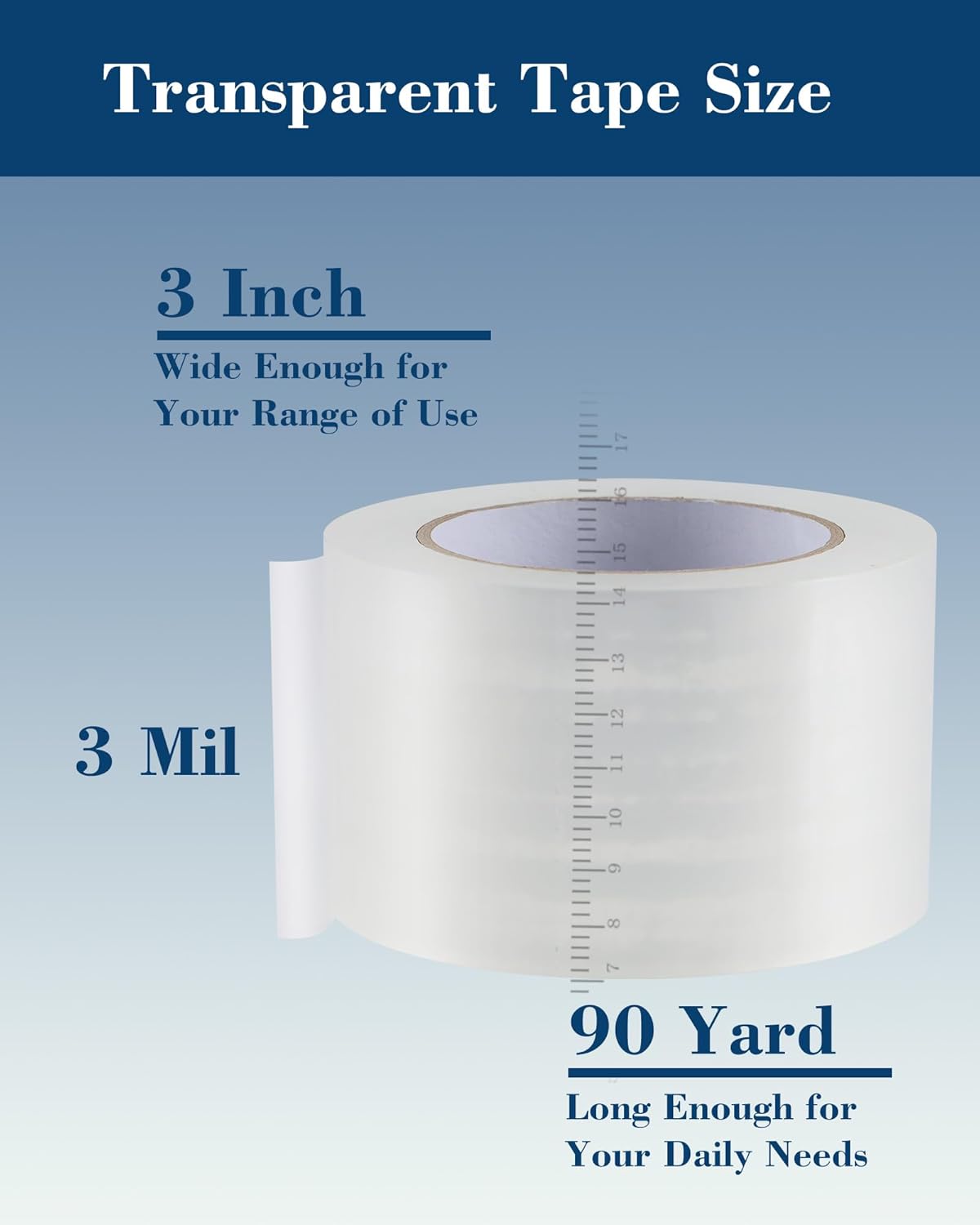 Lichamp Heavy Duty Packing Tape 12 Rolls, Wide Packaging Tape, 3 in. x 90 Yd., 3 Mil Thick, Clear, Commercial Grade Carton Packaging Tape Refills, Shipping, Mailing, Moving Supplies & Storage