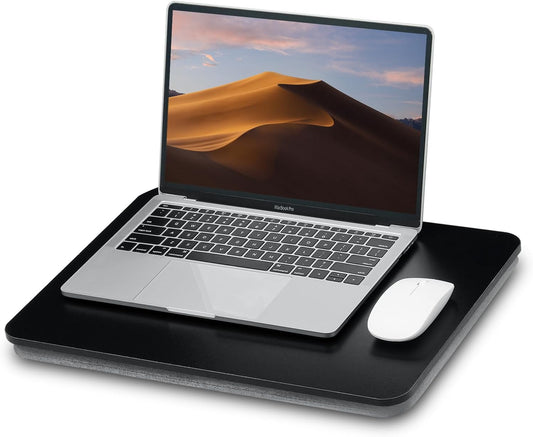Portable Lap Laptop Desk with Pillow Cushion, Fits up to 15.6 inch Laptop, Lap Stand for Bed & Couch & Carpet, Book Tablet/Drawing Board/Computer Laptop Stand - Black