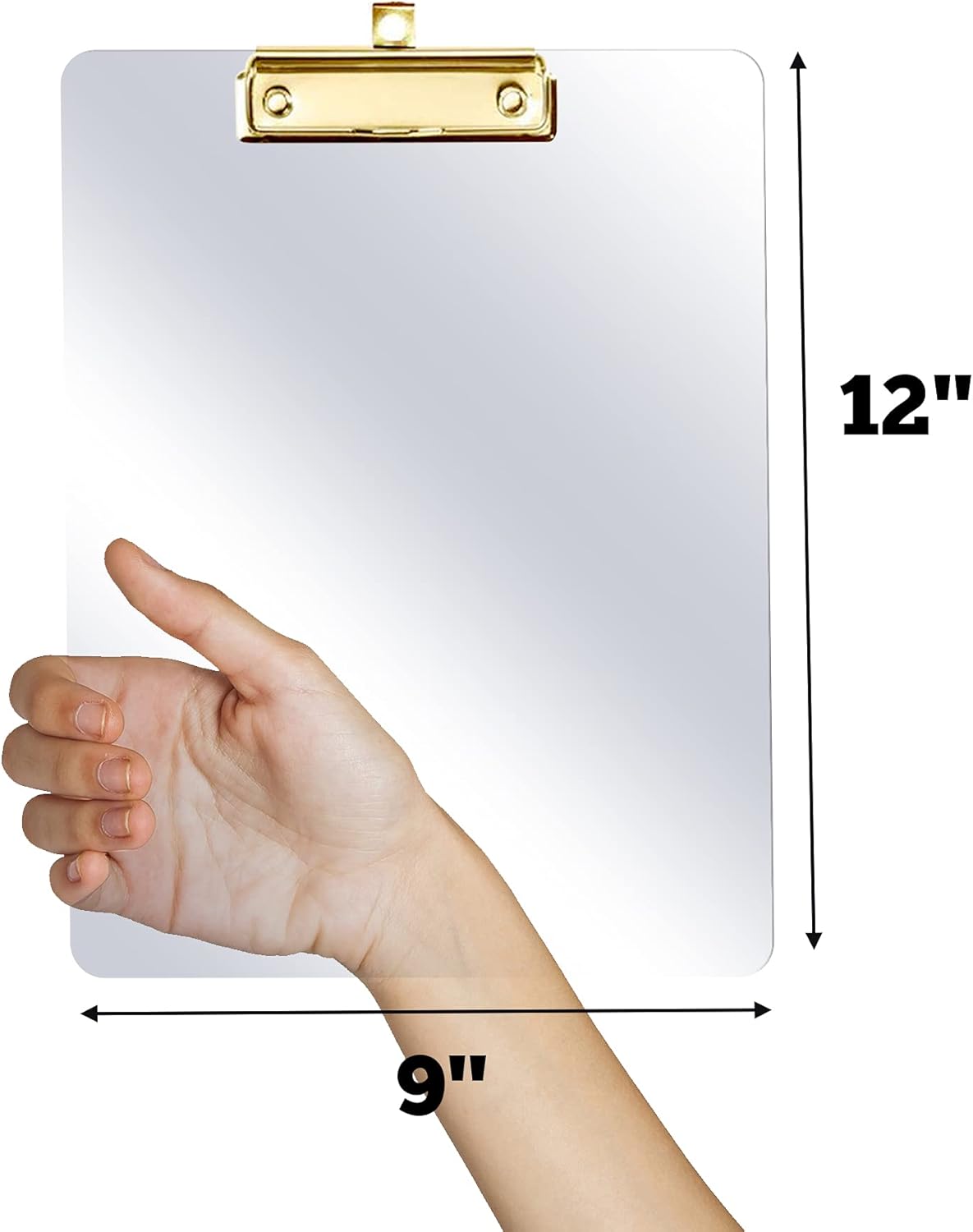 Performore Clear Acrylic Clipboard Set 2-Pack Thick Plastic Writing Boards with Gold Metal Clip 12x9 Heavy-Duty Transparent Clipboards for Office, School, Events & Presentations