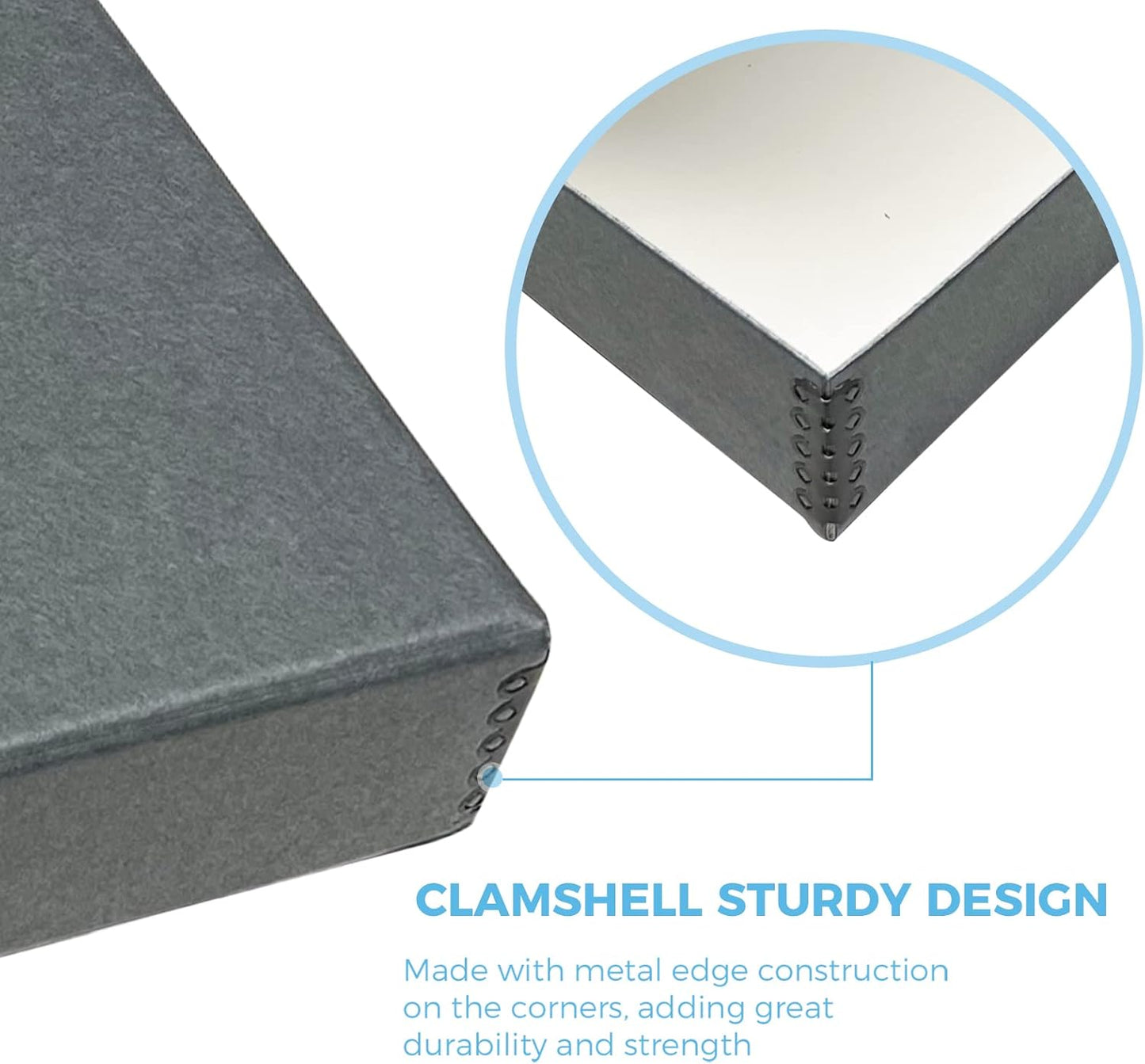 Lineco Folio Storage Box, Clamshell Design with Metal Edge. 16.5x20.5x1.75 Inches, Archival Boxboard, Preserve Photos, Cards, Magazines, Documents, Art, Ephemera, Family Records, Gray, Pack of 2