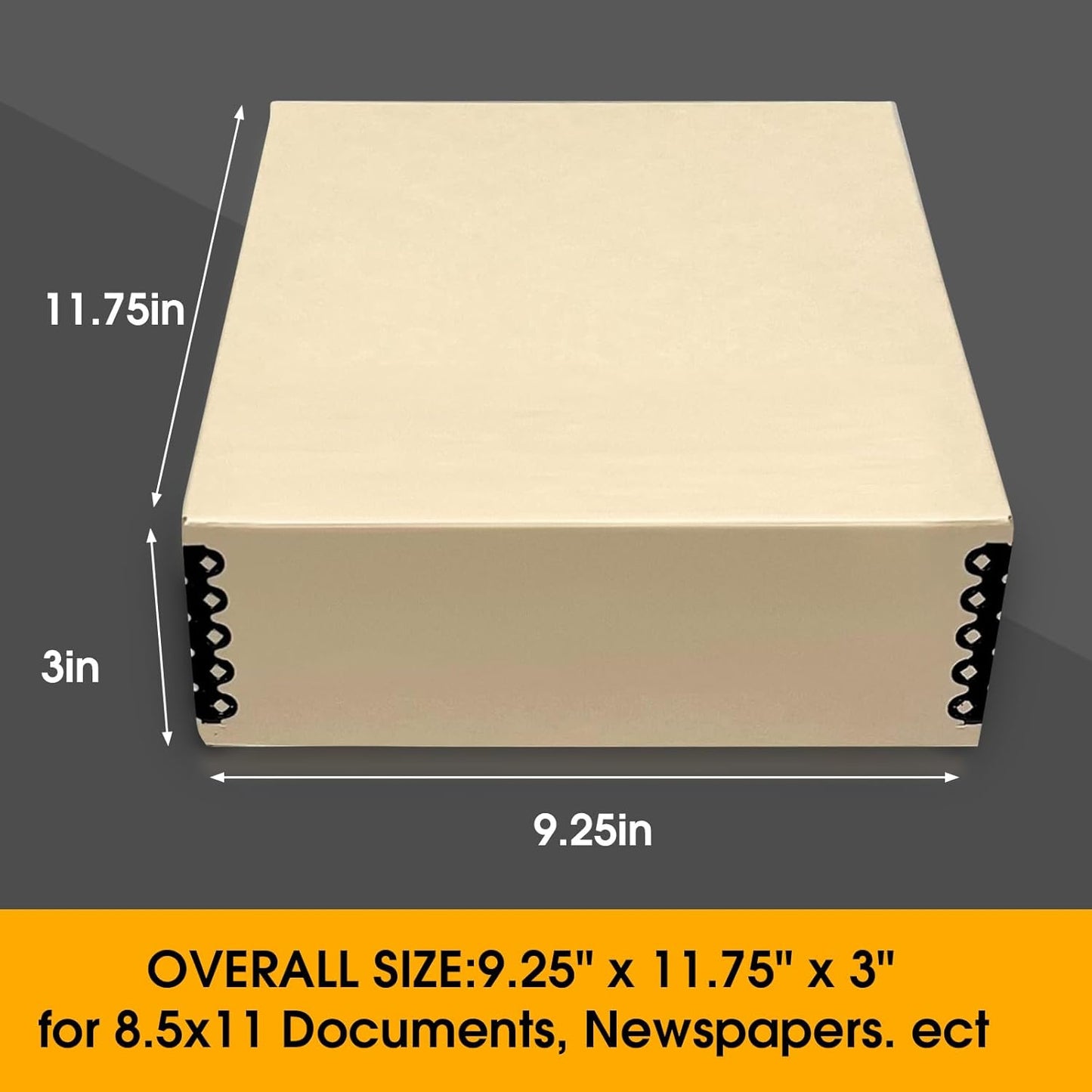 Golden State Art, Archival Storage Box, Acid-Free Drop Front Museum Box with Metal Edge for Storing Artwork Photos Documents Prints Arts and Crafts (Tan-8.5x11x3 Inches) Pack of 2